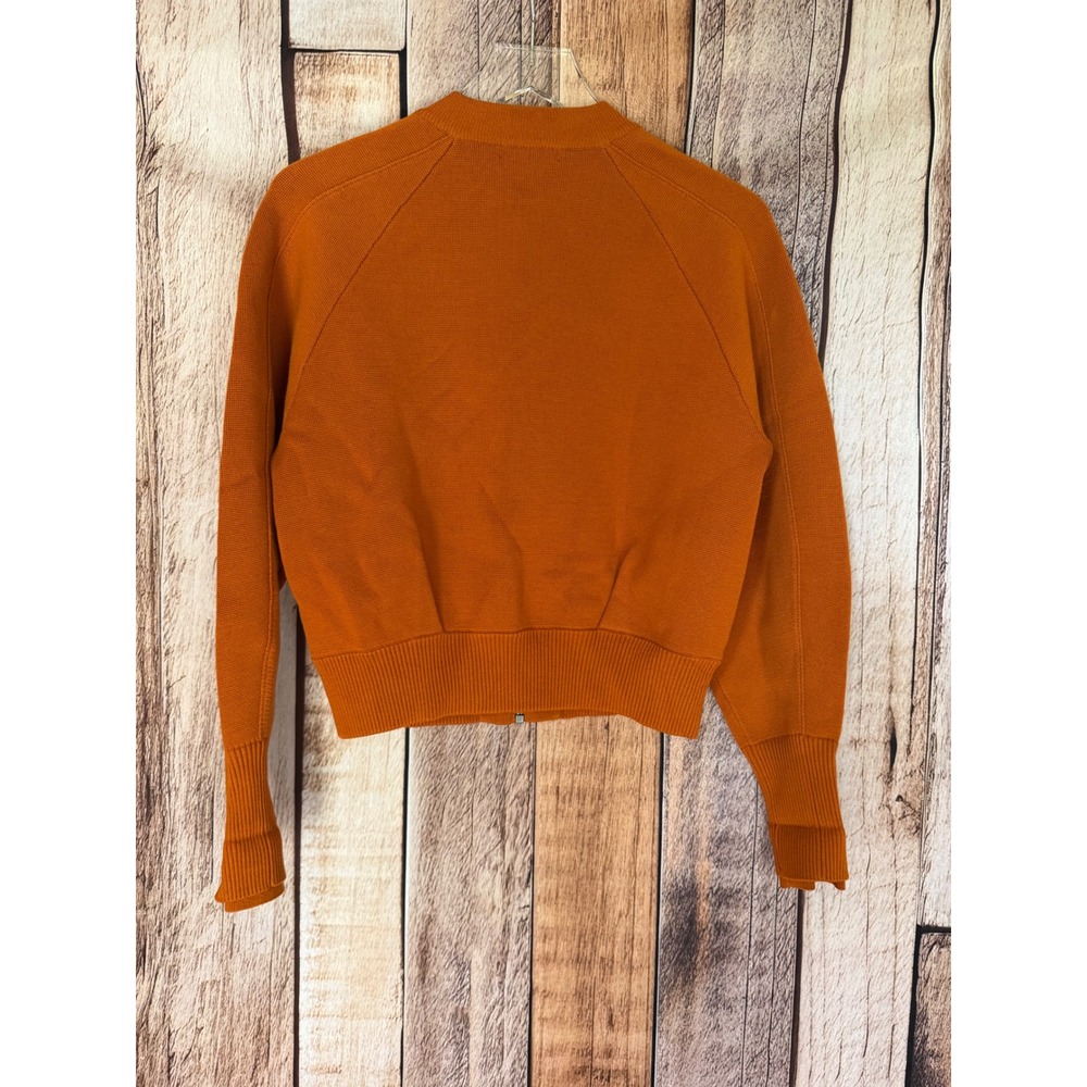 Athleta Sequoia Cardigan‎ Cropped Full Zip Burnt Orange Minimalist Fall Small - Picture 2 of 6